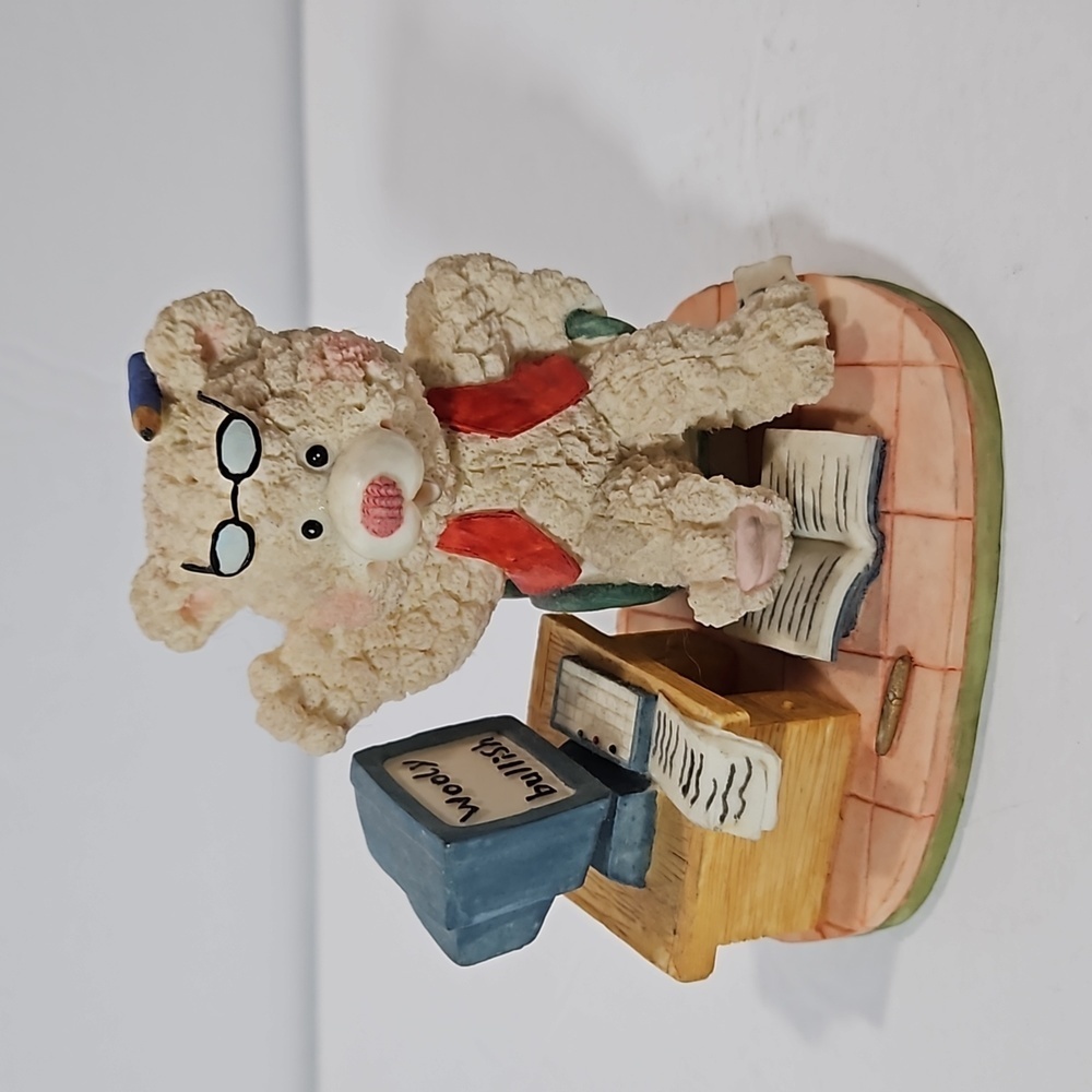 Serena's Dream VTG 1998 Bearly Making It Figurine Working Bear Wooly Bullish